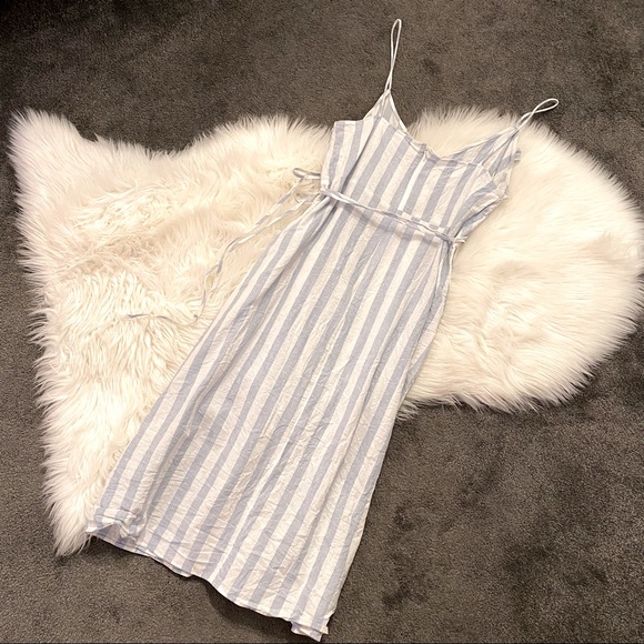 Striped wrap dress with ruffle front detail - Picture 2 of 5